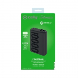 POWERBANK 10000 mah Quick Charge Qualcomm 22,5w  Type C  - CELLY Pro Power